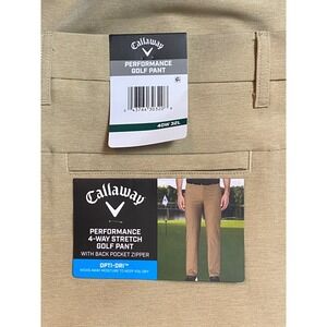 Callaway Mens Performance‎ Golf Pants Khaki 40x32 4Way Stretch Opti Dri
